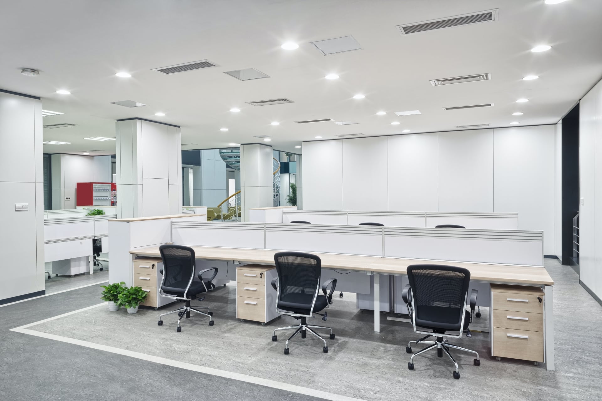 furniture-installation07 office with low cubicle walls and office chairs