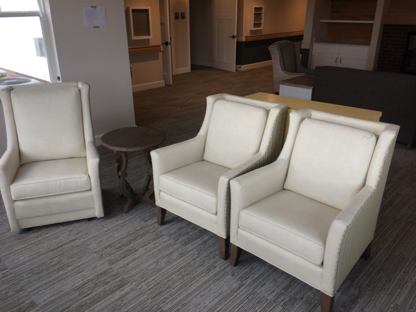 white chairs in assisted living facility